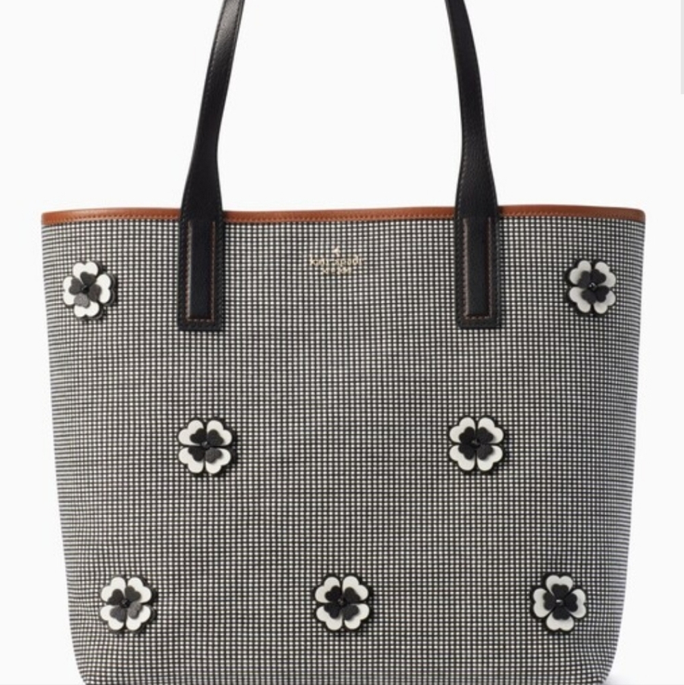Ash Street Flower Applique Triple Compartment Tote